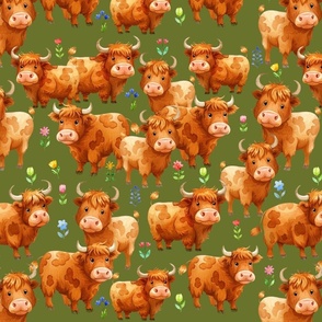 Highland Cows in a meadow