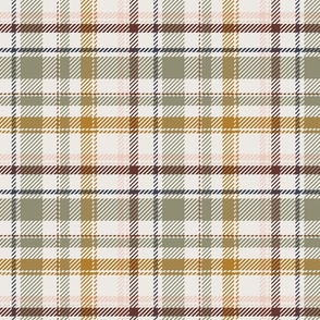 Fall Twill Plaid, Multicolor Check, Light Peach, Sage and Mustard Fabric, Large