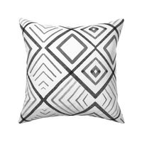 (L) Line Geo Geometric with Harlequin and Lines Shades of Gray on White