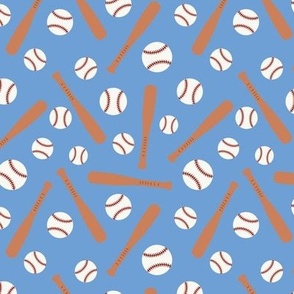 5x6 Small Baseball bats and balls on blue