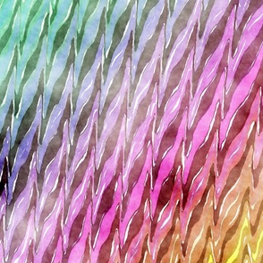 rainbow watercolor zigzags - XL
