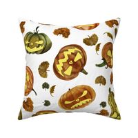 Halloween Pumpkins Large Scale White Background