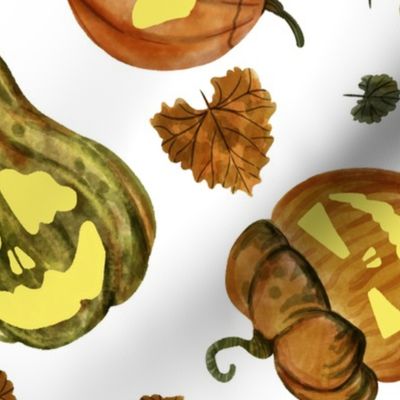 Halloween Pumpkins Large Scale White Background
