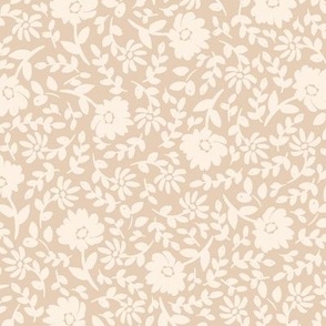 Dense Vintage Garden Tossed Floral in soft tan