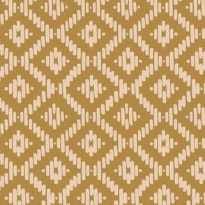 Hand painted diamond basket weave in antique gold and soft beige tan in antique gold and tan.