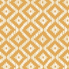 Hand painted diamond basket weave in mustard and linen cream