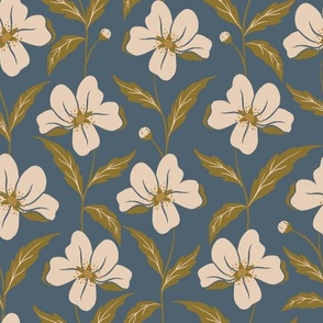 Harvest Time Apple Blossom Stripe in midnight and soft beige.