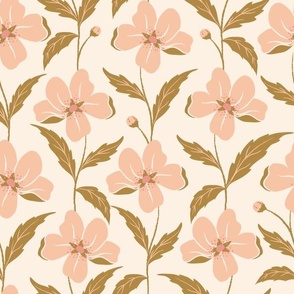 Harvest Time Apple Blossom Stripe in Ivory linen, soft apricot and honey.