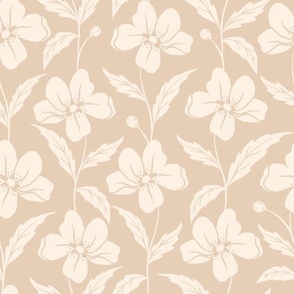 Harvest Time Apple Blossom Stripe in soft tan and ivory linen.