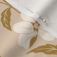 Harvest Time Apple Blossom Stripe in neutral soft beige, cream and gold.