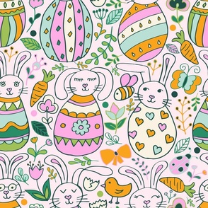 Easter Rabbits and Eggs - easter fabric, easter kids clothing