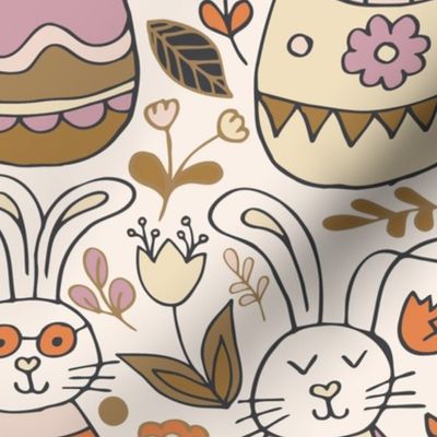 Easter Rabbits and Eggs - easter fabric, easter kids clothing