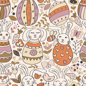 Easter Rabbits and Eggs - easter fabric, easter kids clothing