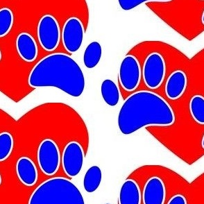 Blue Dog Paw Print and Heart