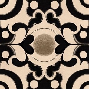 Textured ornamental black beige design