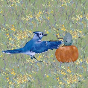 Blue Jay Painting Egg for Pillow