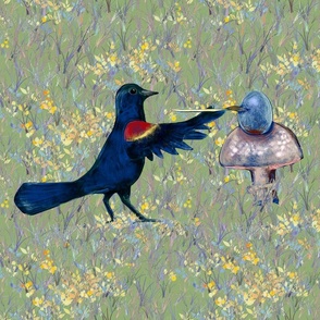 Redwing Blackbird Painting Egg for Pillow