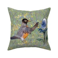 American Robin Painting Egg for Pillow