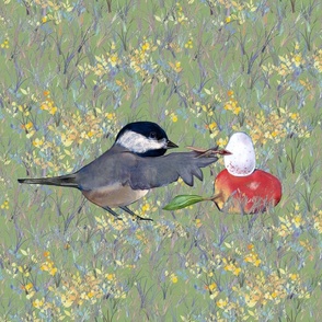 Chickadee Painting Egg for Pillow
