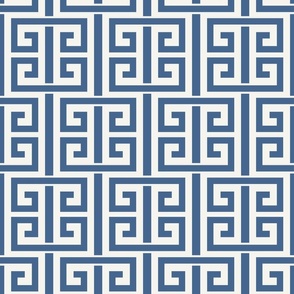 greek key/navy blue and offwhite/medium