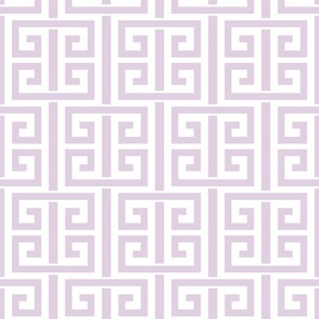 greek key/lavender and pure white/medium