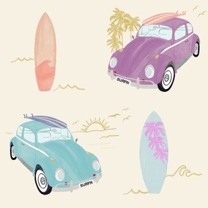 Summer surf cars with surf boards