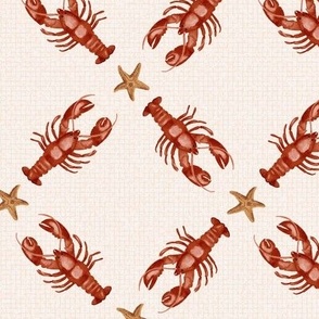 Lobster Diamond Checks Crustacean Core (M) On Neutral Cream Linen