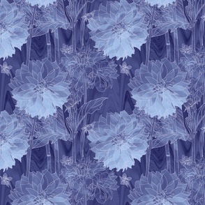 Illustrated Floral Batik - Dreamlike Dahlia - Future Dusk
