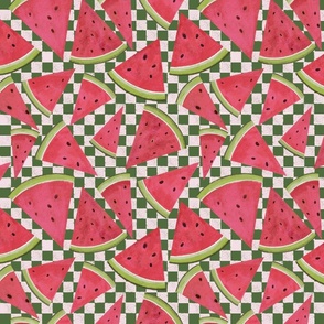 watermelons with green checks