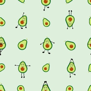 Avocados practicing yoga with cute expression