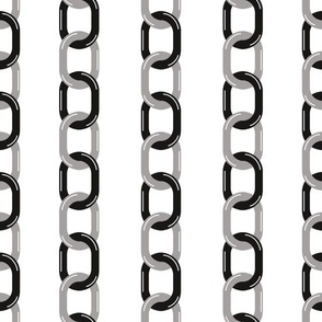 Large Silver and Black Chain on White