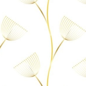 Apache plume flowers in plain gold on white
