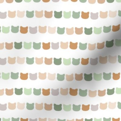 Little kawaii silhouette cats in rows - party bunting cat design boys birthday green beige 