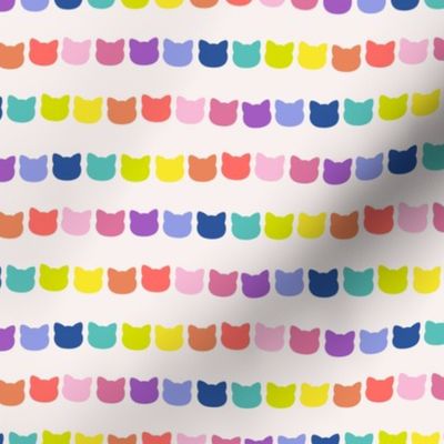 Rainbow Cat flowers - Rows of cats in rainbow colors lgbtq+ pride designs on cream 
