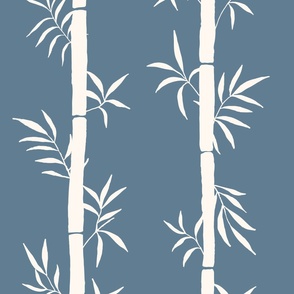 Cream bamboo plants - Dusty blue