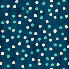 Confetti in white and aqua on textured blue background