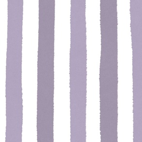 Large - Provence Purple Violet and Spring lilac purple and white wonky handdrawn stripe with textured edges - cute kids room nursery stripe - vertical stripes - painted stripe -