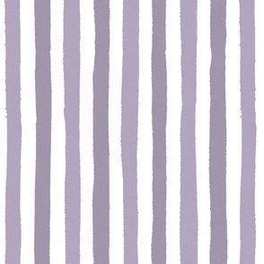 Medium - Provence Purple Violet and Spring lilac purple and white wonky handdrawn stripe with textured edges - cute kids room nursery stripe - vertical stripes - painted stripe -