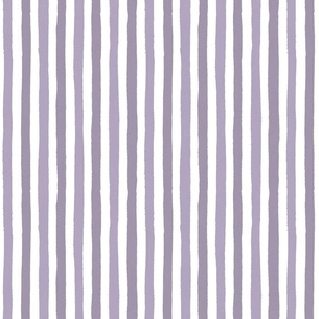 Small - Provence Purple Violet and Spring lilac purple and white wonky handdrawn stripe with textured edges - cute kids room nursery stripe - vertical stripes - painted stripe -