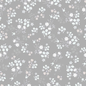 White ditsy pattern with grey background
