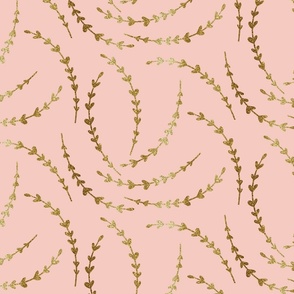 Simply Golden Leaf Twig - pink