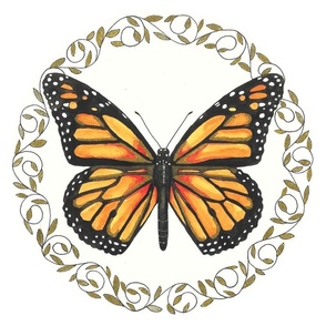 Monarch Butterlfy butterfly with gold  15 x 15