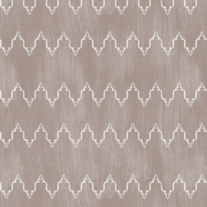 Ikat Vintage Coastal Mediterranean Cottage Zigzag  in beach sand brown