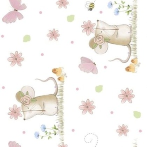 Woodland Floral Mouse Butterfly Bumble Bee Rotated