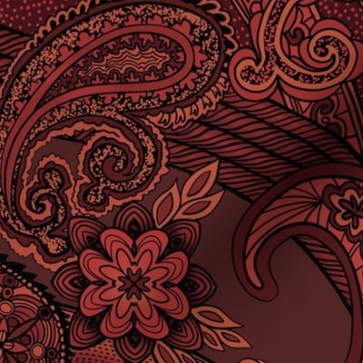 Cayenne Paisley Swirls and Spicy Floral Motifs