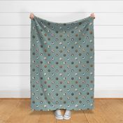 Cat Nap Polka Dots on Grayed Turquoise
