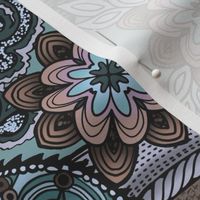 Psychedelic Paisley Fusion Retro in Vibrant teal, pink and brown