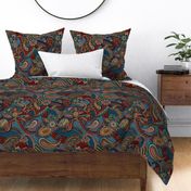 Colorful Kaleidoscope multi hued Paisley Large scale