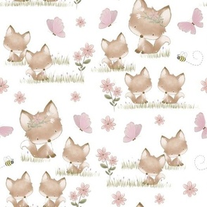 Woodland Animals Floral Fox Butterfly Bee Baby Girl Nursery