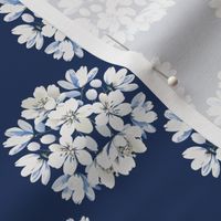 Samantha’s Flowers-04, Med, White, Cream, Light Blue on Navy, Mermaid Collection-41